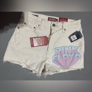 American Eagle Outfitters Cream Distressed Jean Shorts